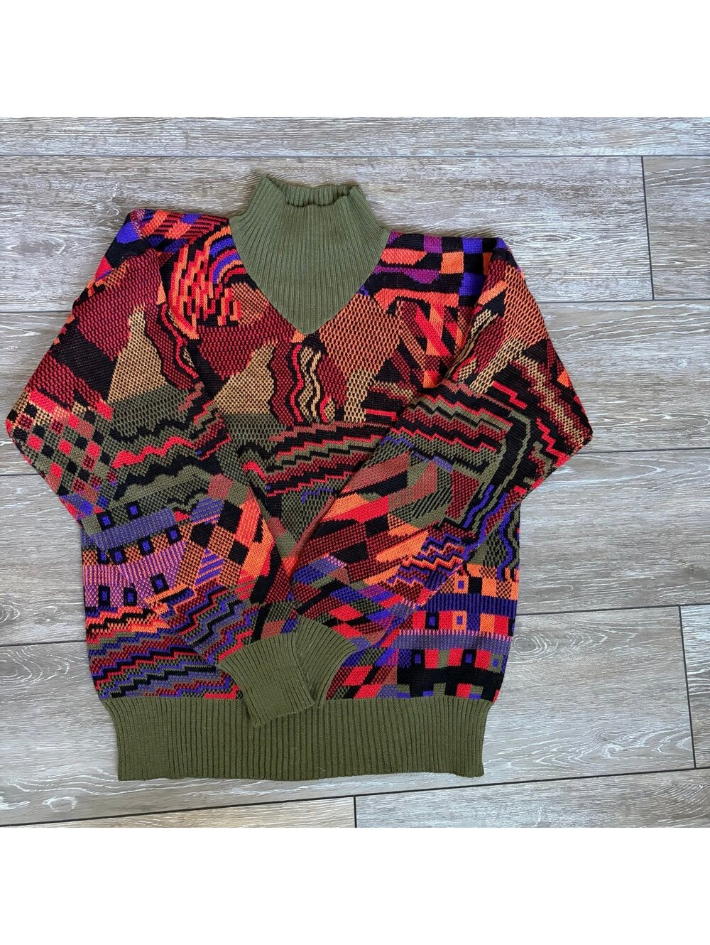 Vintage Meister 3D Abstract Geometric Sweater Large